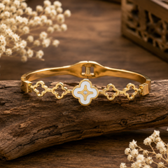 Golden Clover Link Cuff Bracelet