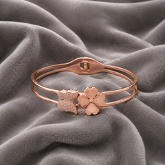 Rose Gold Butterfly & Floral Cuff Bracelet