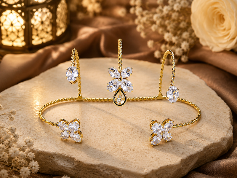 Golden Blossom Adjustable Crystal Ring | Ring for Women