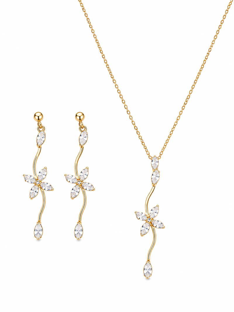 Celeste Crystal Floral Jewelry Set