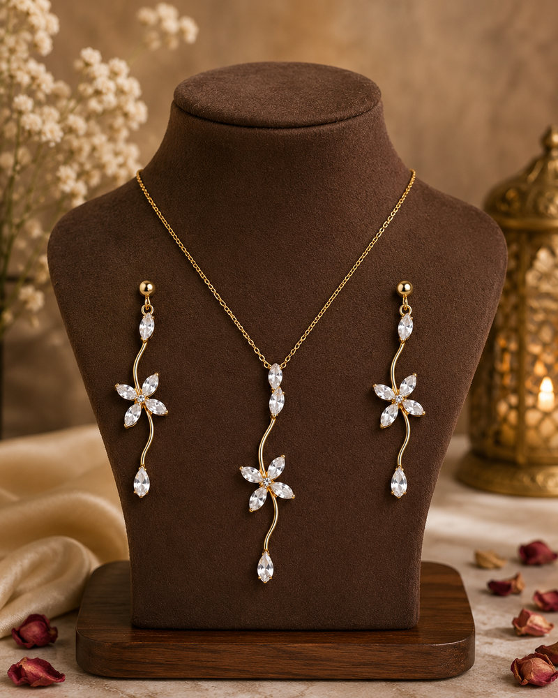 Celeste Crystal Floral Jewelry Set