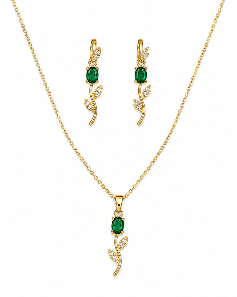 Emerald Vine Elegance Necklace Set