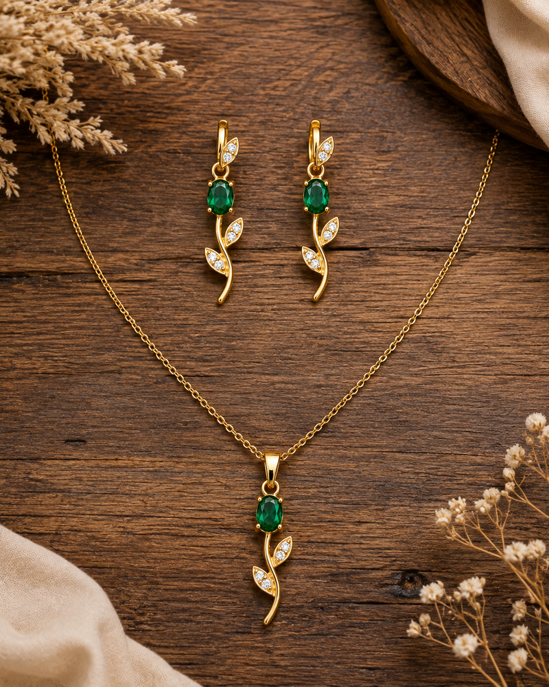 Emerald Vine Elegance Necklace Set