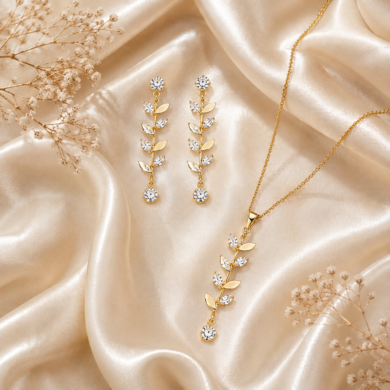 Golden Laurel Crystal Elegance Set