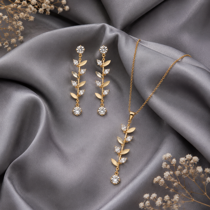 Golden Laurel Crystal Elegance Set