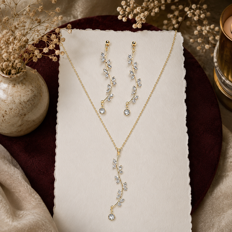 Golden Ivy Crystal Cascade Set