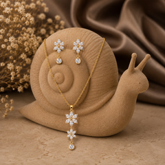 Golden Blossom Crystal Drop Set