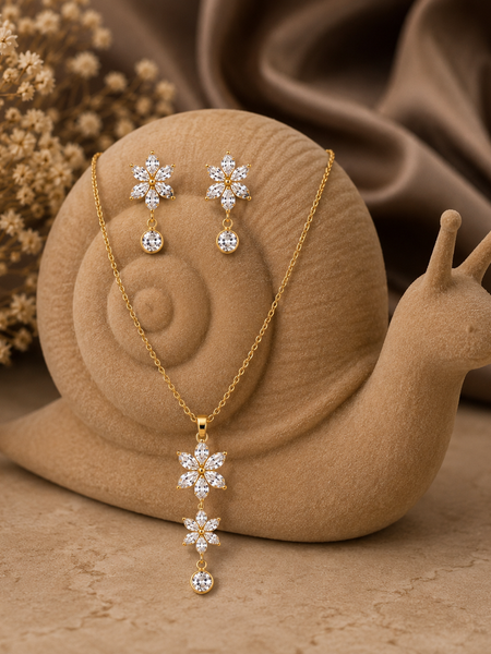 Golden Blossom Crystal Drop Set