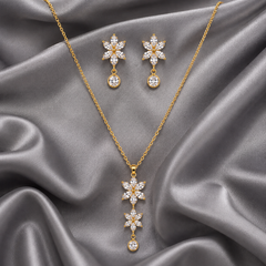 Golden Blossom Crystal Drop Set