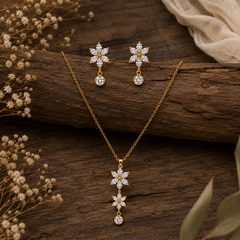 Golden Blossom Crystal Drop Set