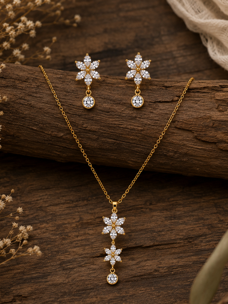 Golden Blossom Crystal Drop Set