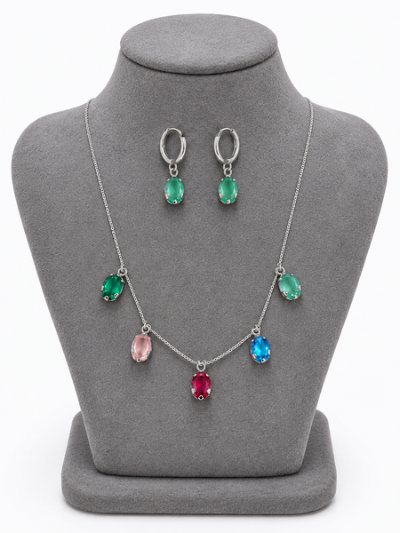 Aurora Prism Charm Necklace Set