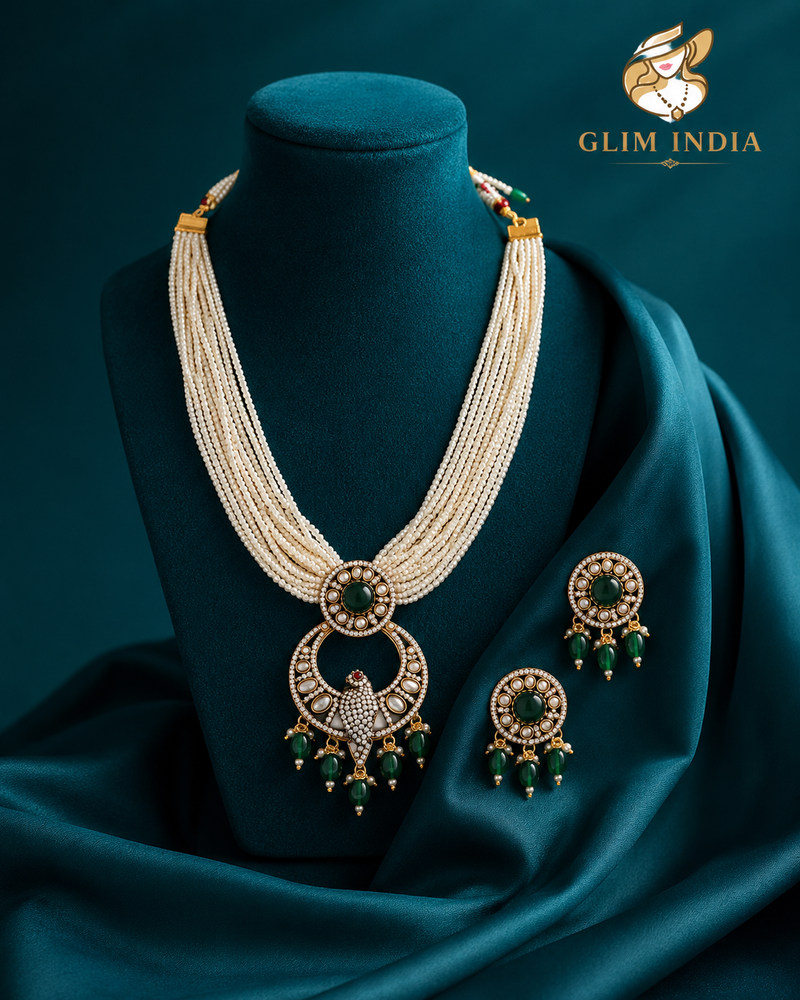 Emerald Mayura Pearl Rani Haar Set