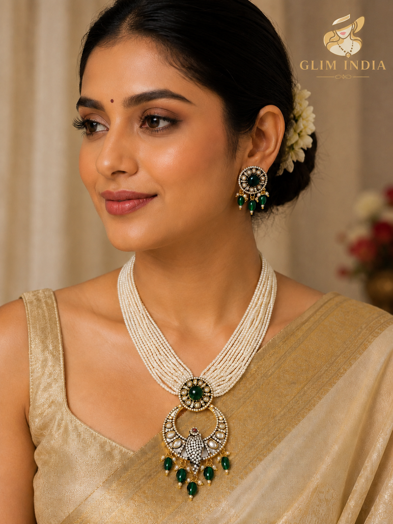 Emerald Mayura Pearl Rani Haar Set