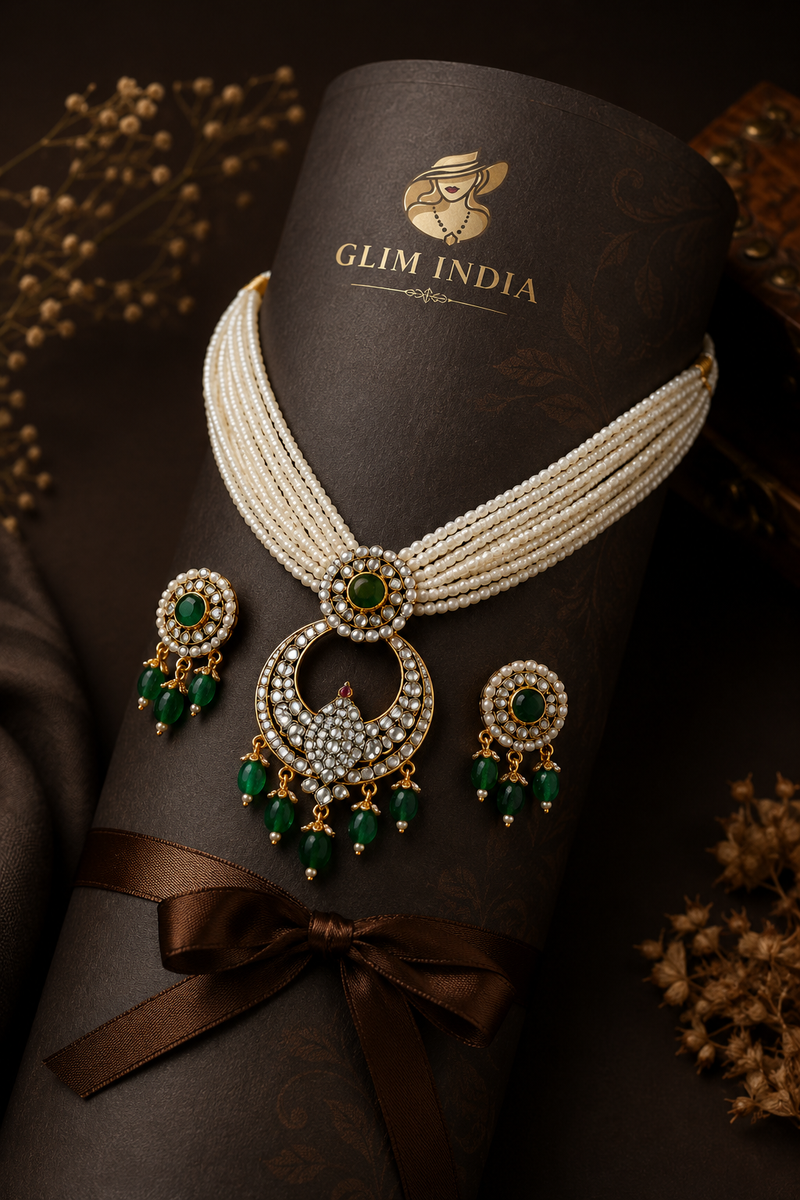 Emerald Mayura Pearl Rani Haar Set