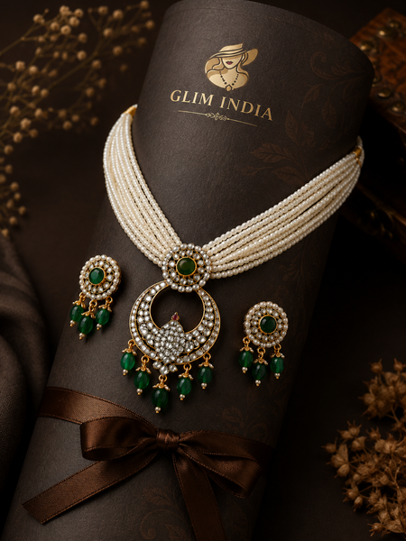 Emerald Mayura Pearl Rani Haar Set
