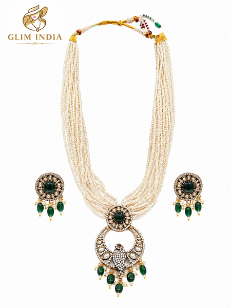 Emerald Mayura Pearl Rani Haar Set