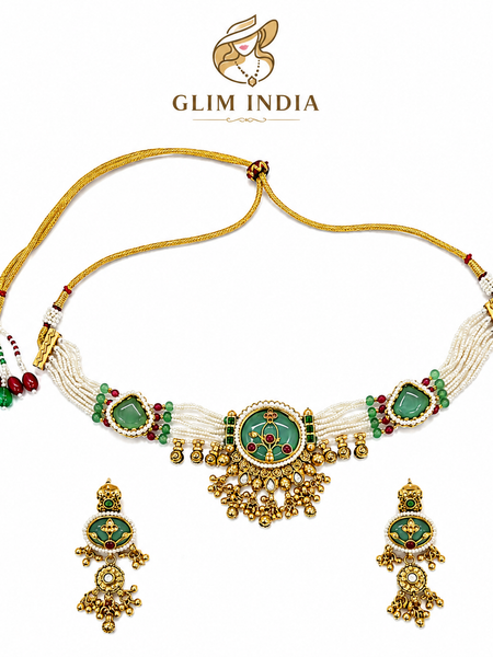 Emerald Meher Pearl Choker Set