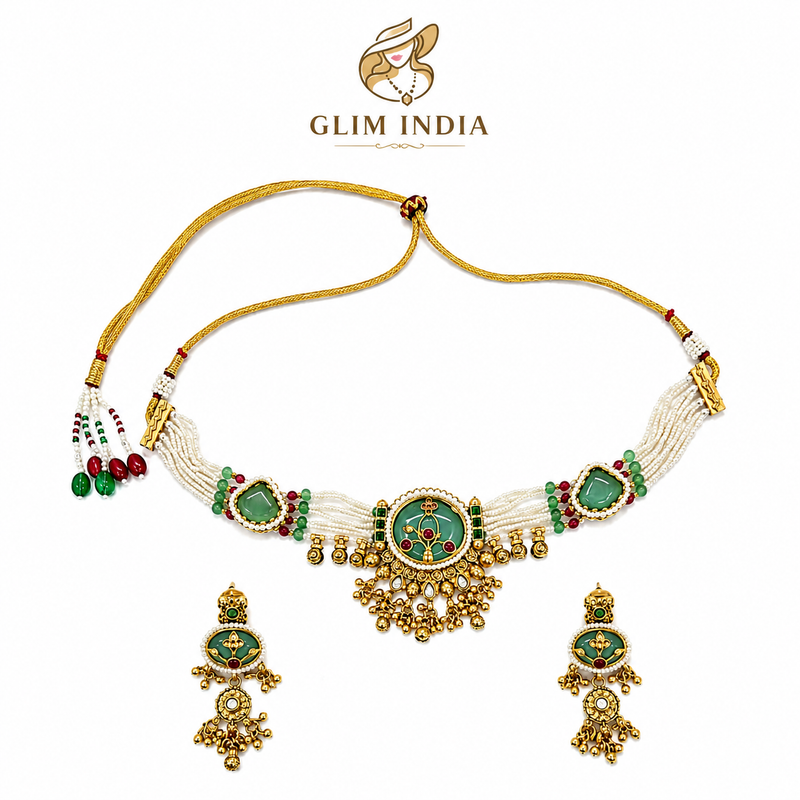 Emerald Meher Pearl Choker Set
