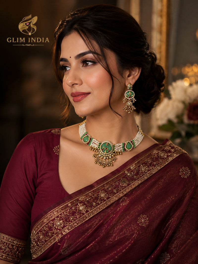 Emerald Meher Pearl Choker Set
