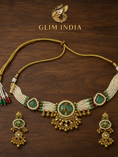 Emerald Meher Pearl Choker Set
