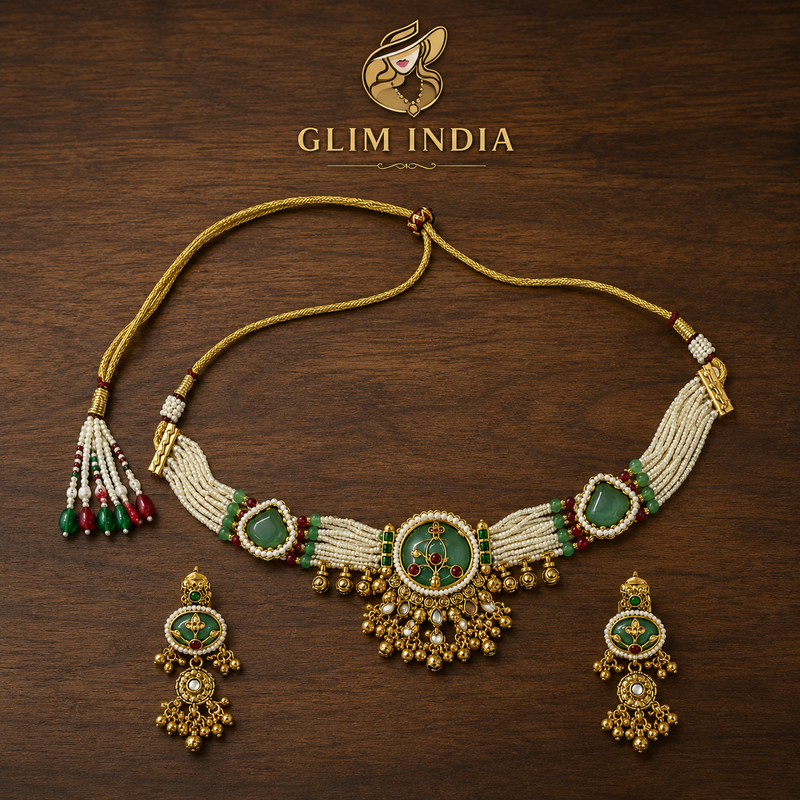 Emerald Meher Pearl Choker Set