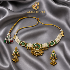 Emerald Meher Pearl Choker Set