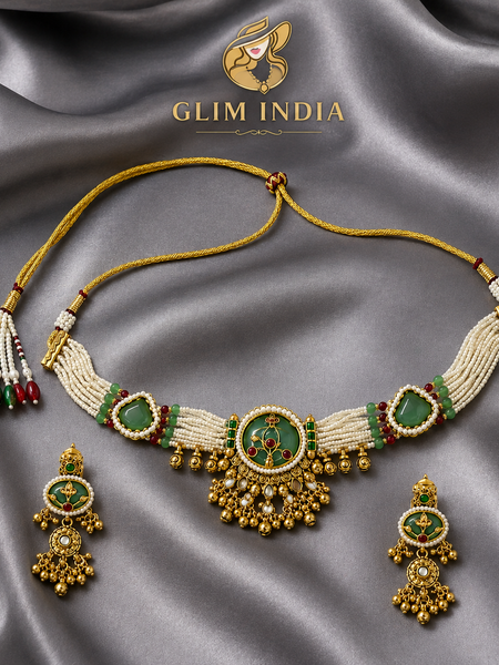 Emerald Meher Pearl Choker Set