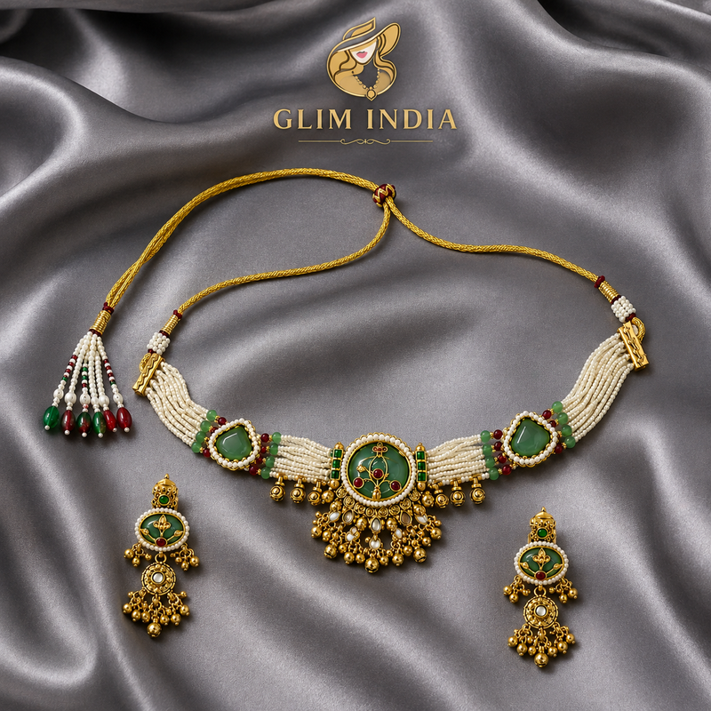 Emerald Meher Pearl Choker Set