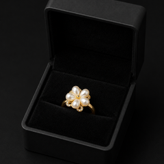 Gold Plated Pearl Flower Ring for Women