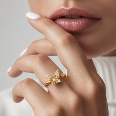Gold Plated Butterfly Adjustable Ring for Women