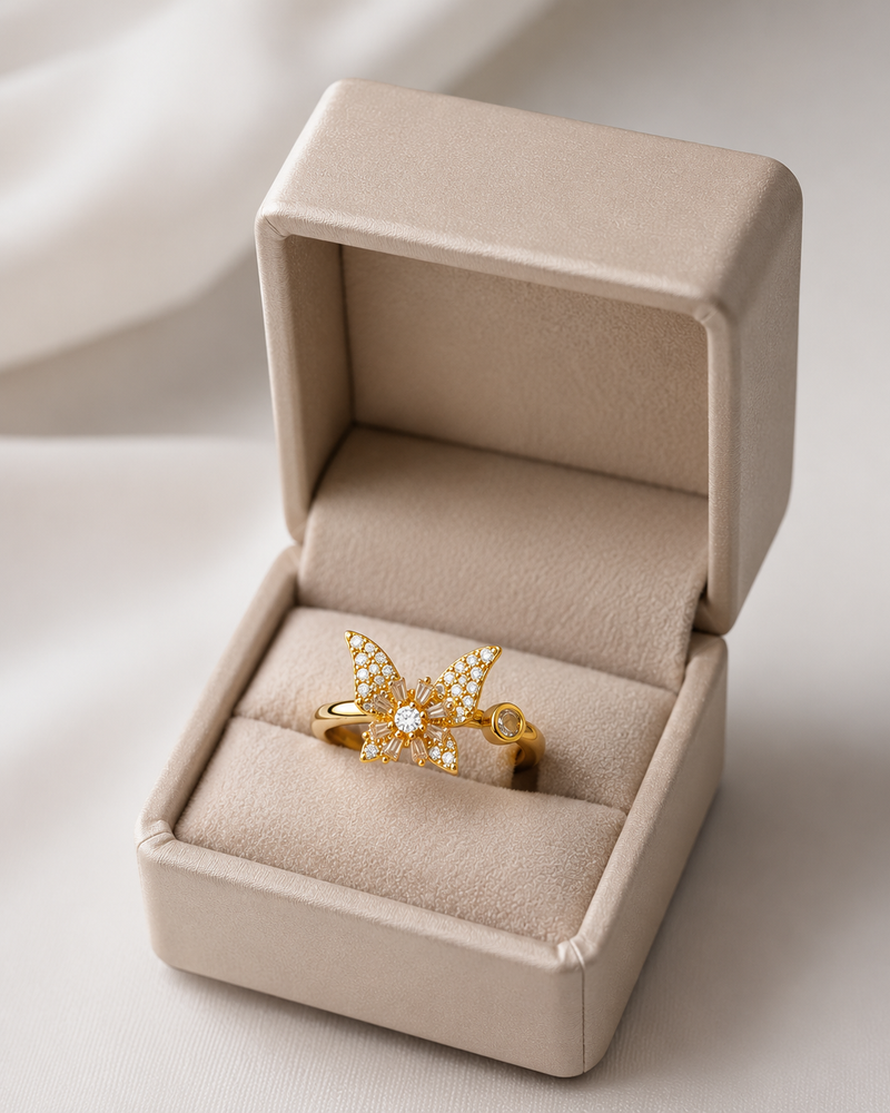 Gold Plated Butterfly Adjustable Ring for Women