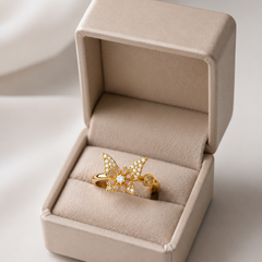 Gold Plated Butterfly Adjustable Ring for Women