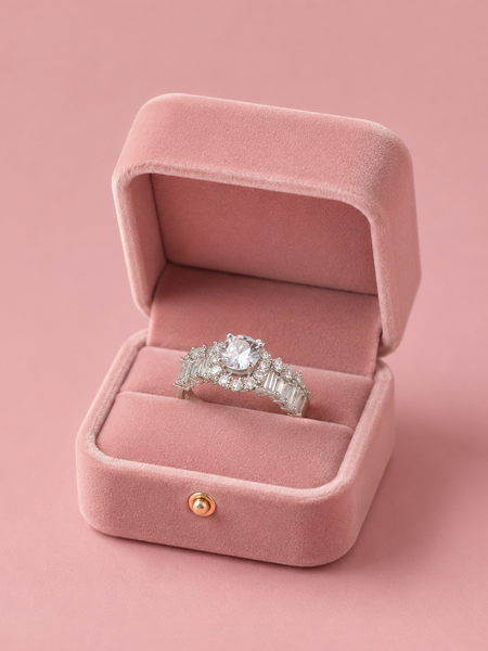 Silver Plated Solitaire Crystal Ring for Women