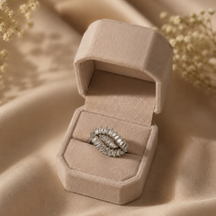 Silver Plated Marquise Crystal Statement Ring for Women