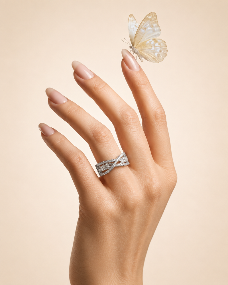 Silver Plated Infinity Crystal Ring for Women