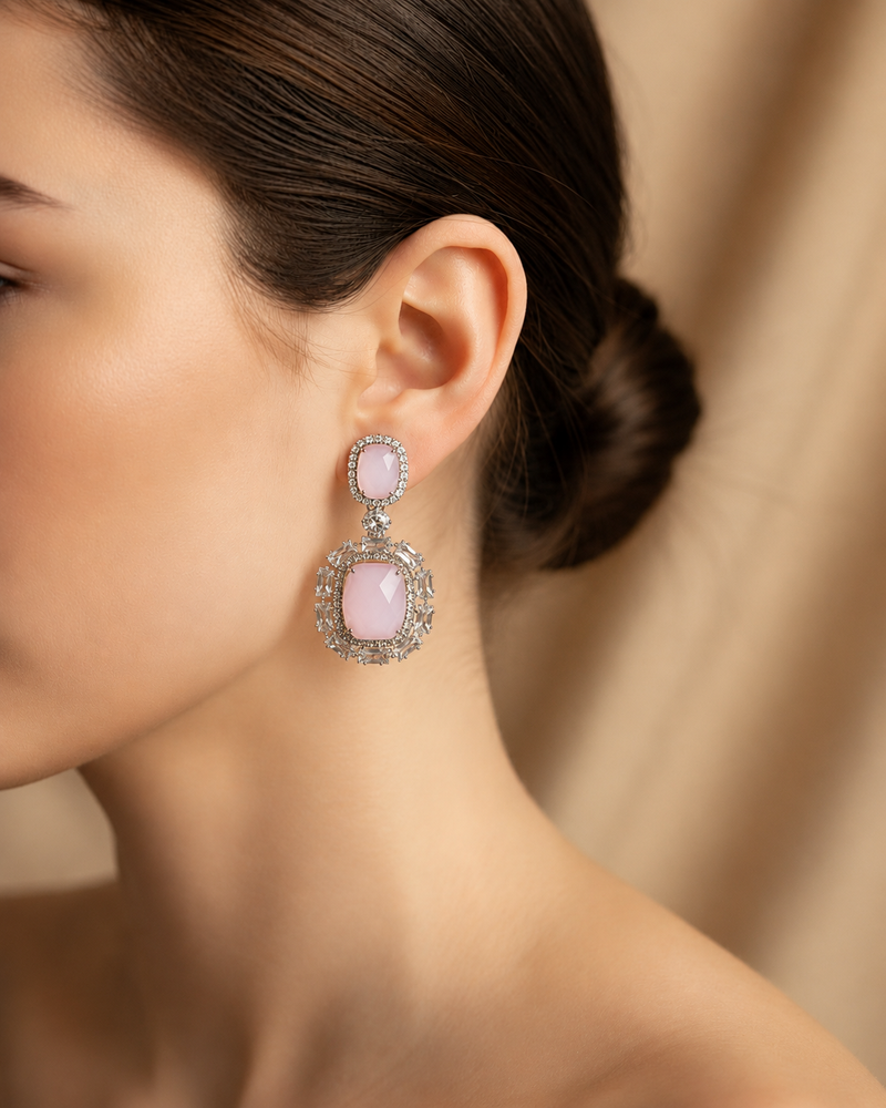 Blush Pink Halo Drop Earrings