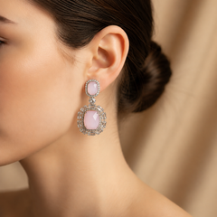 Blush Pink Halo Drop Earrings
