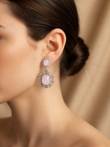 Blush Pink Halo Drop Earrings