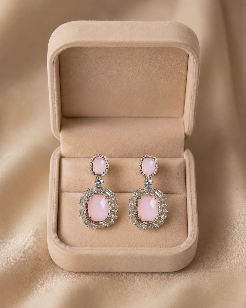Blush Pink Halo Drop Earrings