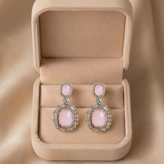 Blush Pink Halo Drop Earrings
