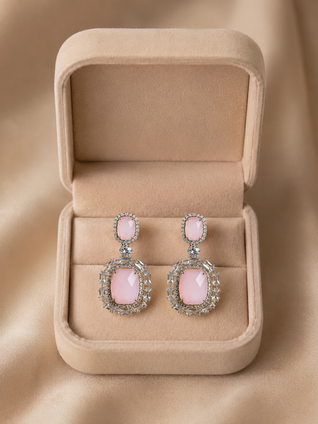 Blush Pink Halo Drop Earrings