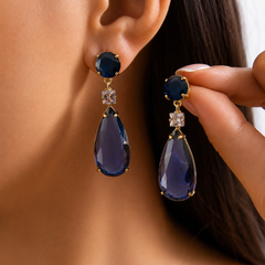 Midnight Blue Teardrop Crystal Earrings