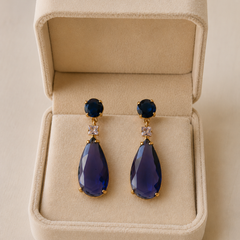 Midnight Blue Teardrop Crystal Earrings