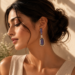 Royal Purple Halo Drop Earrings