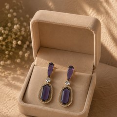 Royal Purple Halo Drop Earrings