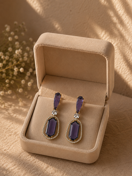 Royal Purple Halo Drop Earrings
