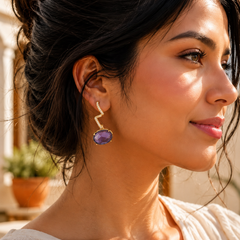 Purple Crystal Zircon Drop Earrings for Women