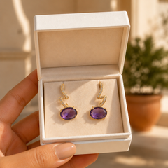 Purple Crystal Zircon Drop Earrings for Women