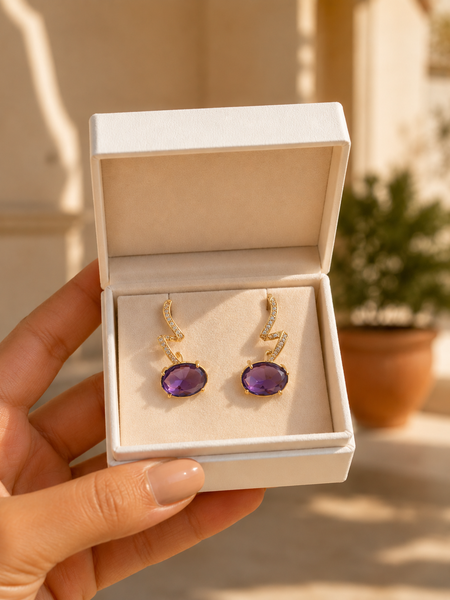 Purple Crystal Zircon Drop Earrings for Women